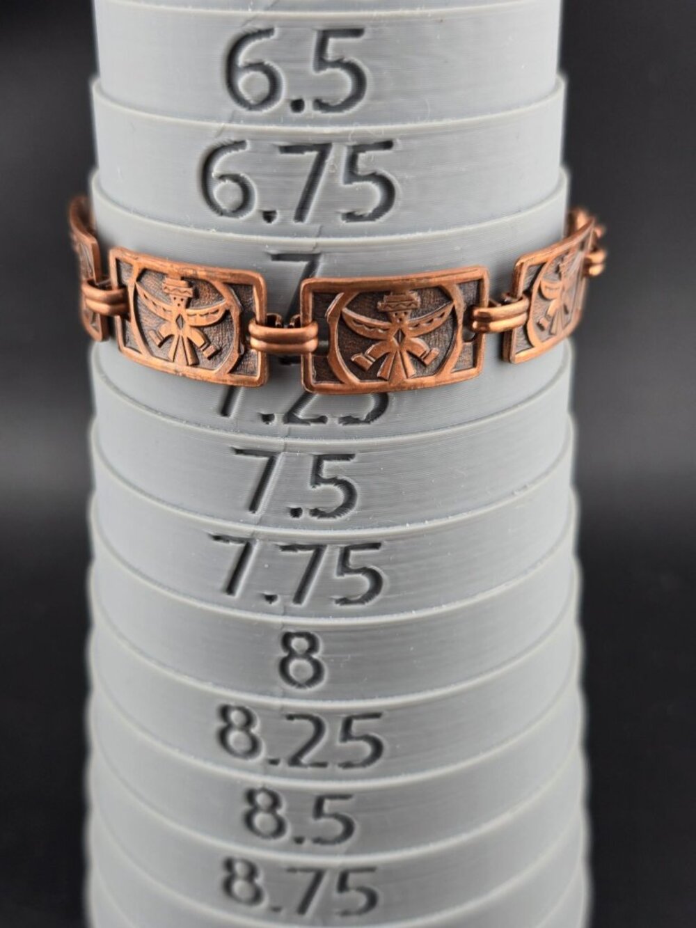 Vintage Copper Link Bracelet Kachina- Size 7.75" Rustic Tribal Panel